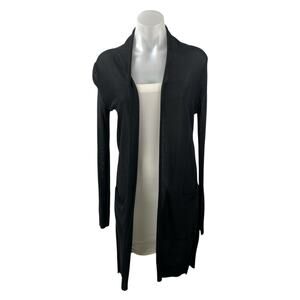 Aritzia Wilfred Black Open Front Long Sleeve Long Cardigan Sweater Top Size XXS